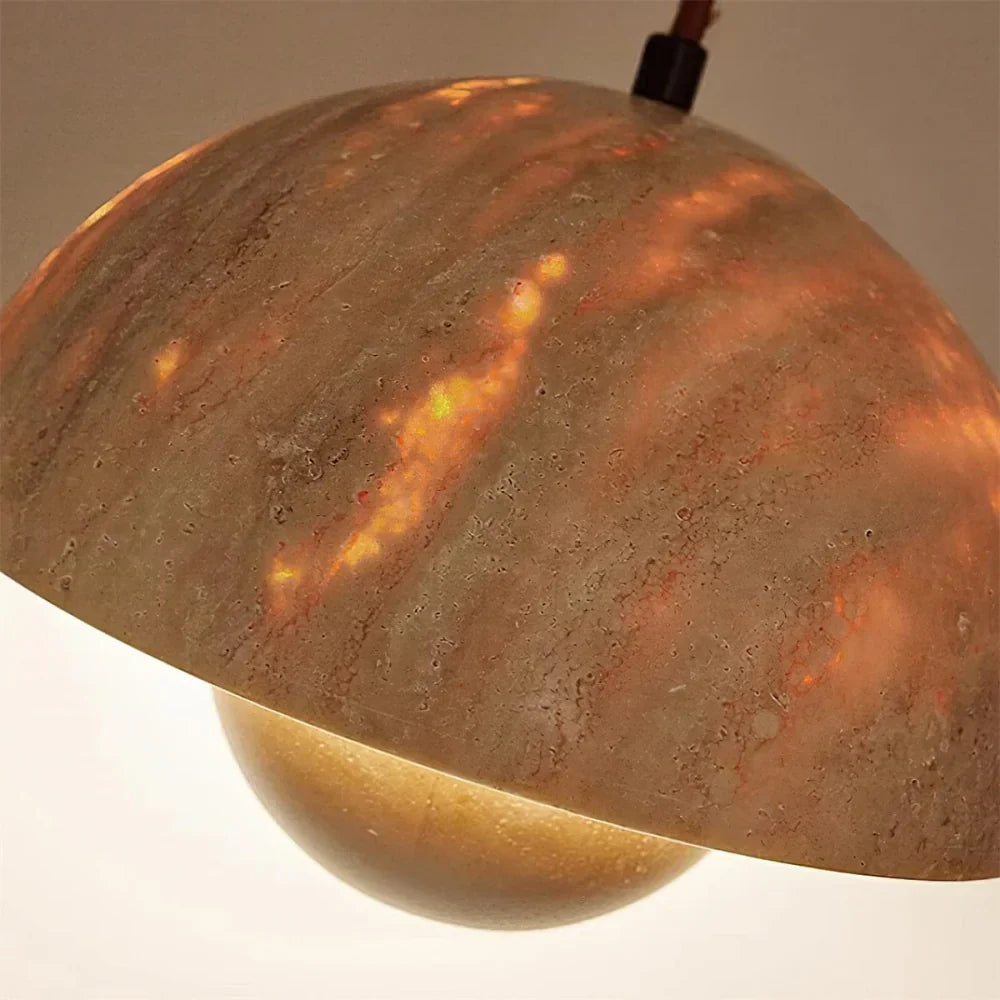 Lysandra Japandi Travertine Stone Pendant Light | Minimalist Natural Stone