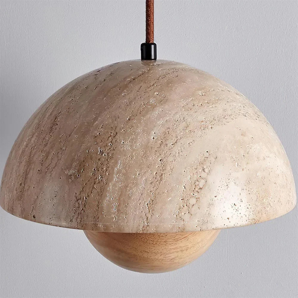 Lysandra Japandi Travertine Stone Pendant Light | Minimalist Natural Stone