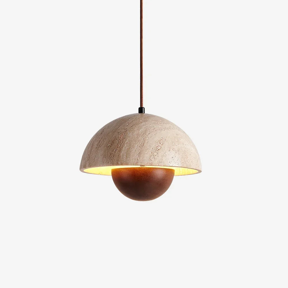 Lysandra Japandi Travertine Stone Pendant Light | Minimalist Natural Stone