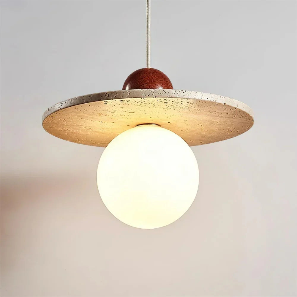 Lysira Scandinavia Travertine Disc Pendant Light | Minimalist Stone Lamp
