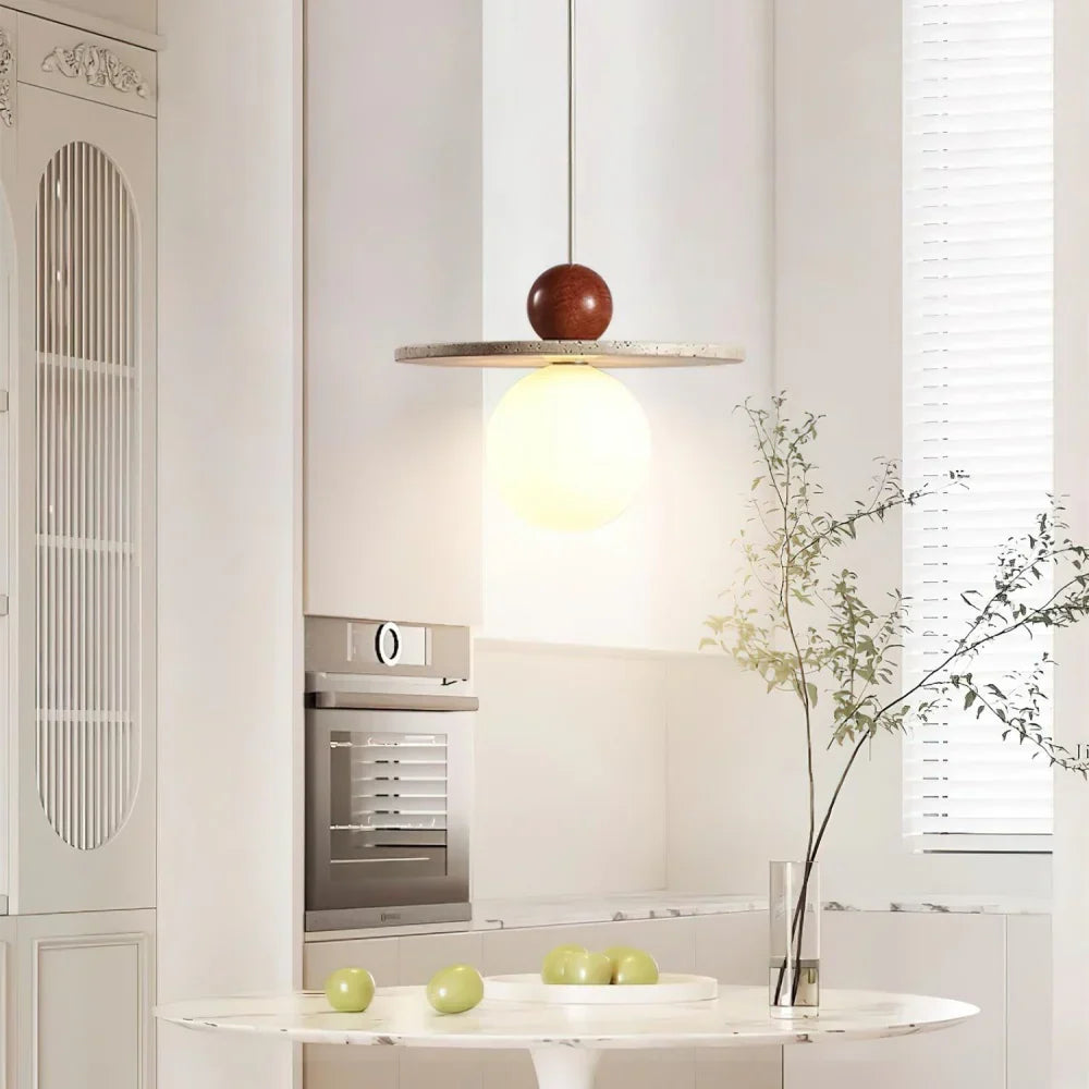 Lysira Scandinavia Travertine Disc Pendant Light | Minimalist Stone Lamp