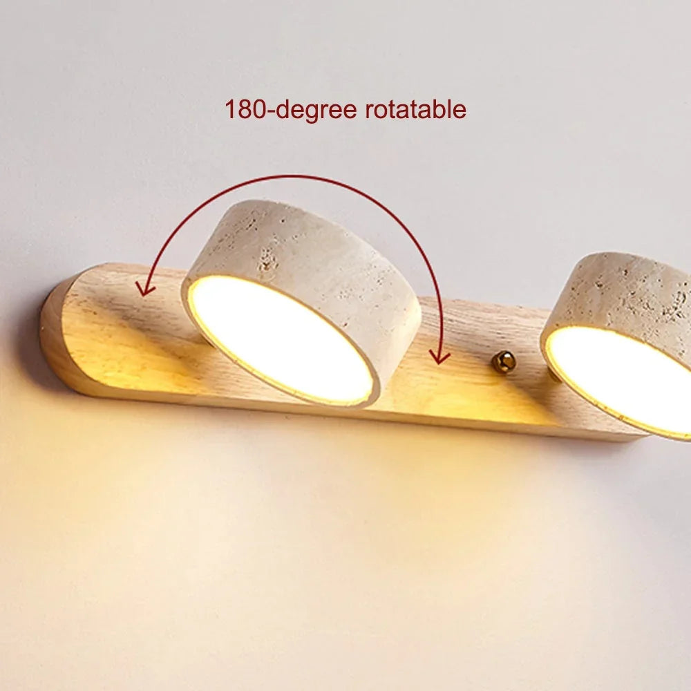 Lysvalen Japandi Rotable Travertine Wall Light - Natural Stone Sconce