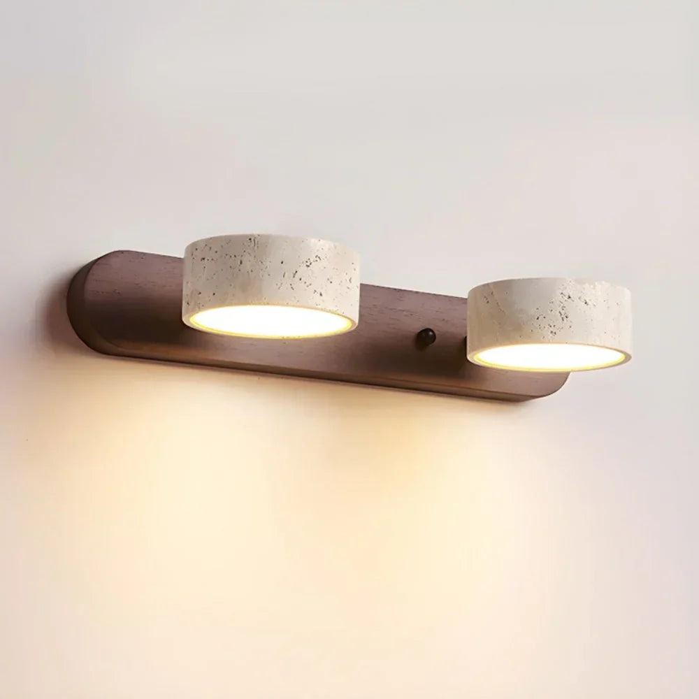 Lysvalen Japandi Rotable Travertine Wall Light - Natural Stone Sconce