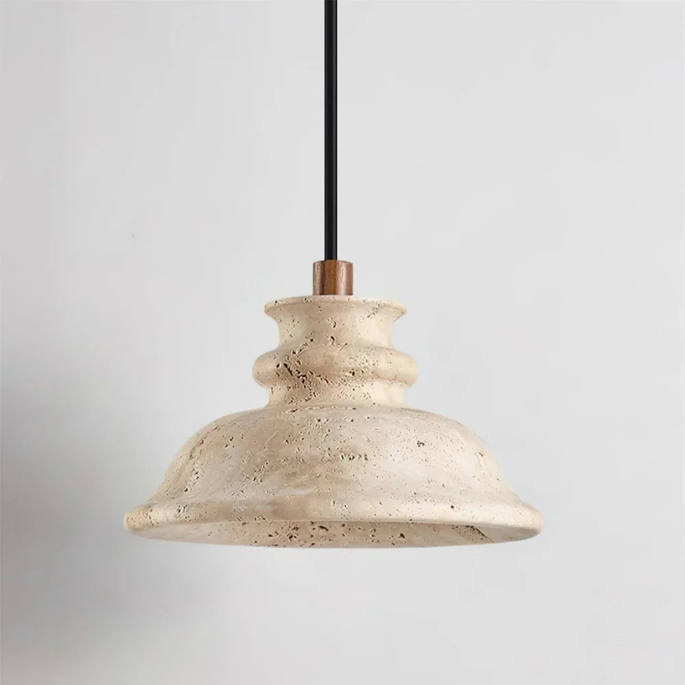 Maja Wabi-Sabi Travertine Bell Pendant Light | Natural Stone Hanging Lamp