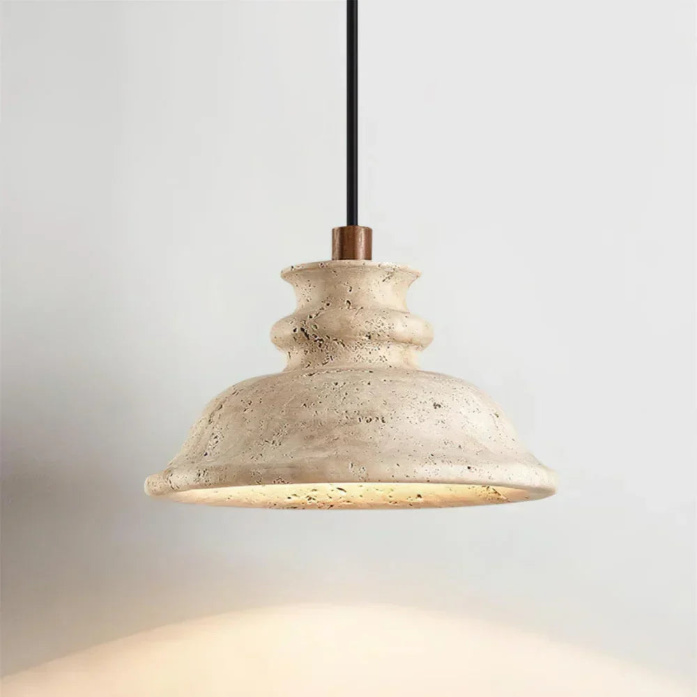 Maja Wabi-Sabi Travertine Bell Pendant Light | Natural Stone Hanging Lamp