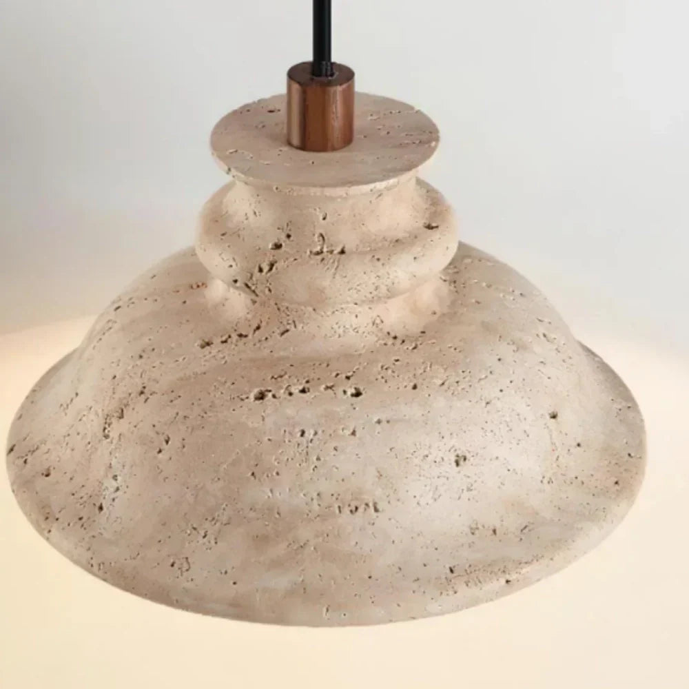 Maja Wabi-Sabi Travertine Bell Pendant Light | Natural Stone Hanging Lamp