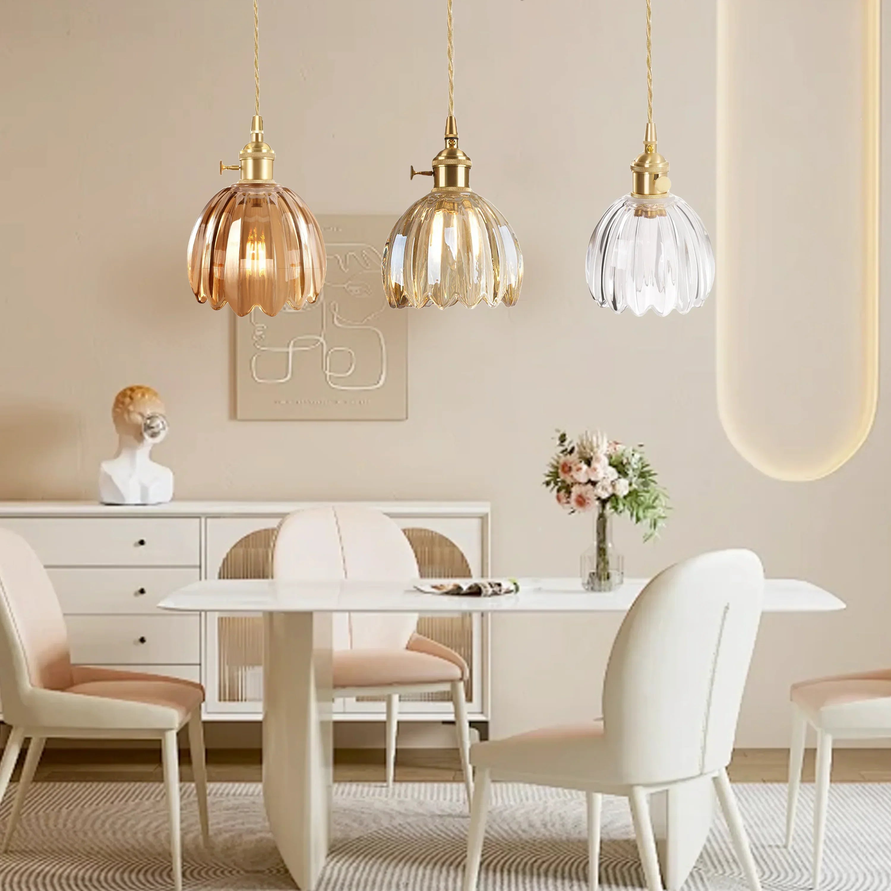 Marlee Petite Glass Flower Pendant Light | Elegant Floral Glass Chandelier