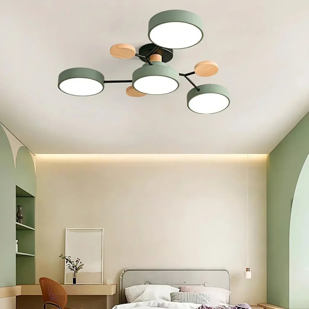 Murray Macaron LED Molecular Ceiling Light - Modern Wood & Metal Design