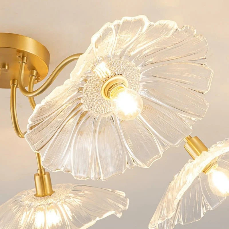 Nivara Lotus Leaf Glass Ceiling Light | Vintage Pastoral Flush Mount