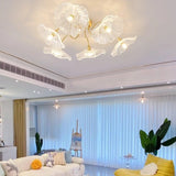 Nivara Lotus Leaf Glass Ceiling Light | Vintage Pastoral Flush Mount