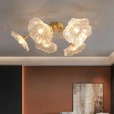 Nivara Lotus Leaf Glass Ceiling Light | Vintage Pastoral Flush Mount