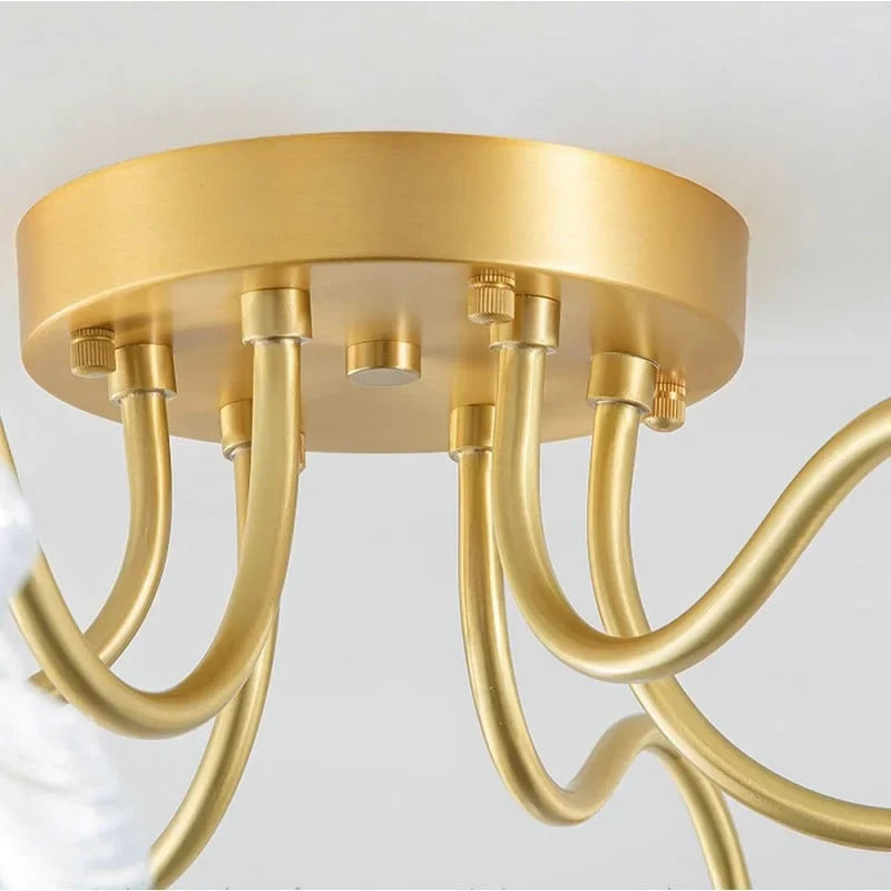Nivara Lotus Leaf Glass Ceiling Light | Vintage Pastoral Flush Mount