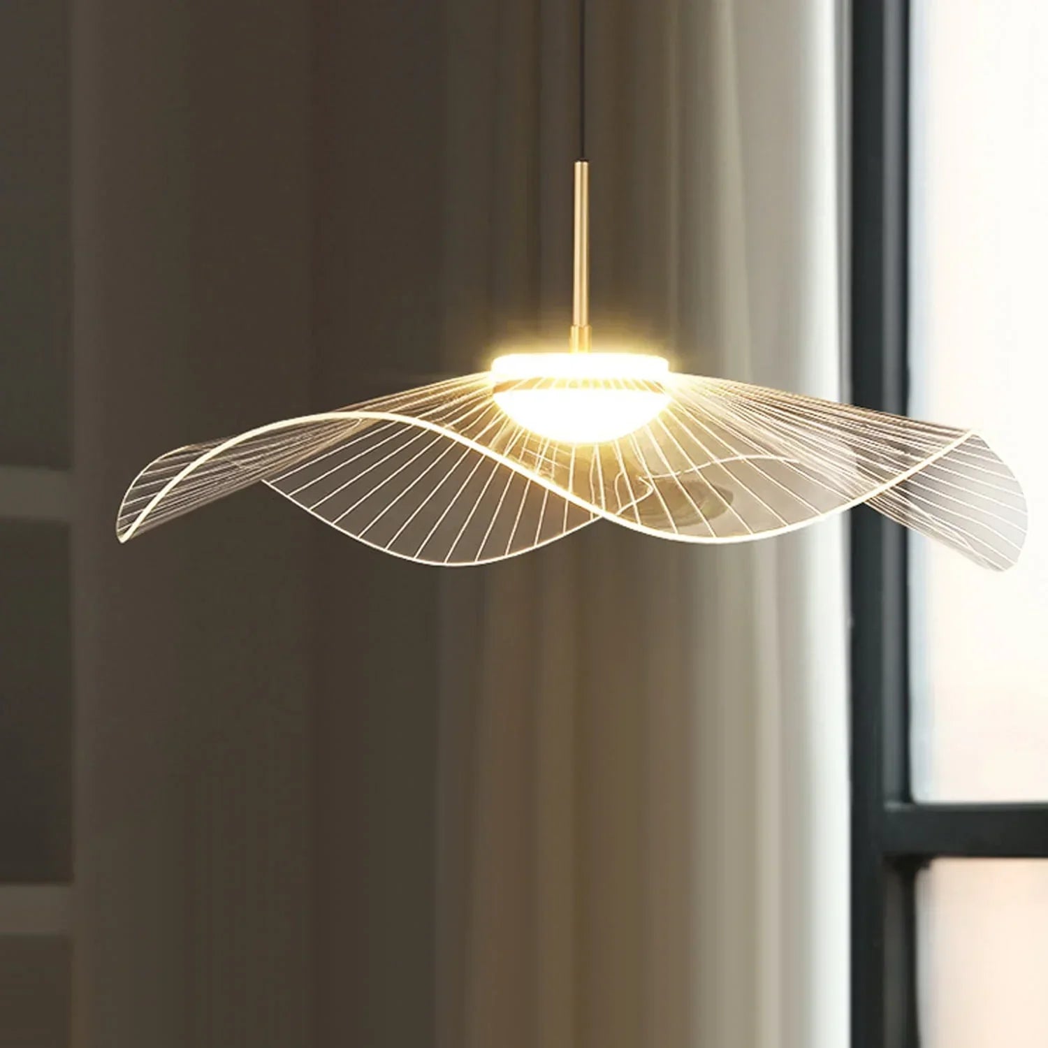 Anwen Nordic Lotus Leaf LED Pendant Light - Modern Acrylic Chandelier