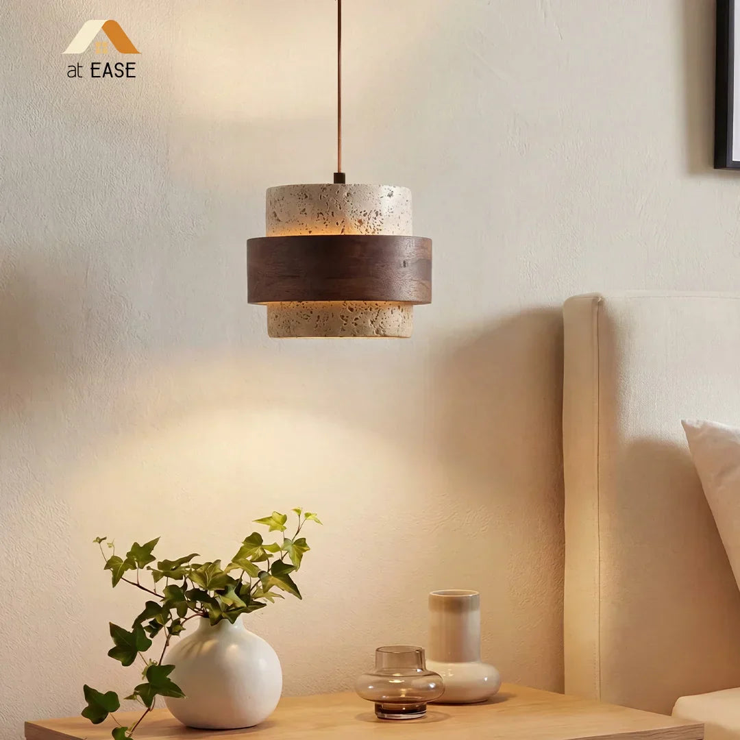 Orvina Travertine Pendant Light - Japandi Wabi-Sabi Stone Kitchen Island Lamp
