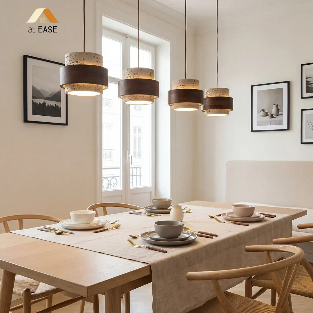 Orvina Travertine Pendant Light - Japandi Wabi-Sabi Stone Kitchen Island Lamp