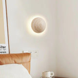 Ralvion Nordic Travertine Round Wall Light - Natural Stone Minimalist Sconce