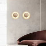 Ralvion Nordic Travertine Round Wall Light - Natural Stone Minimalist Sconce