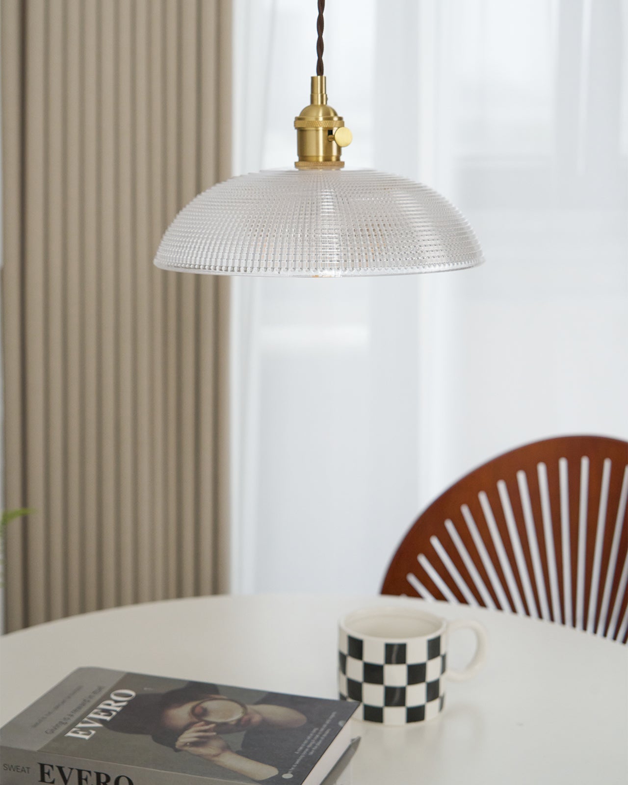 Ribbed Spiral Pendant Swag Light