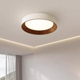 Ronan Minimalist Round LED Flush Mount Ceiling Light | Modern Wood Finish