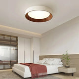 Ronan Minimalist Round LED Flush Mount Ceiling Light | Modern Wood Finish