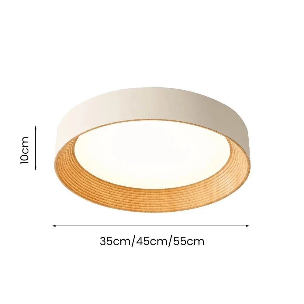Ronan Minimalist Round LED Flush Mount Ceiling Light | Modern Wood Finish