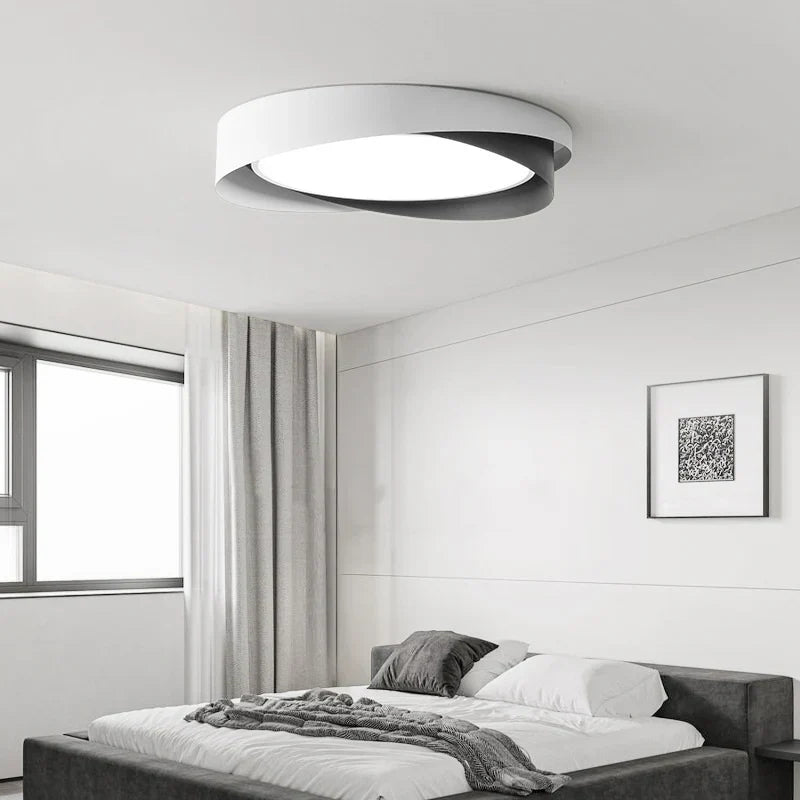Solvane Minimalist Double Ring LED Ceiling Light | Modern Flush Mount Lamp