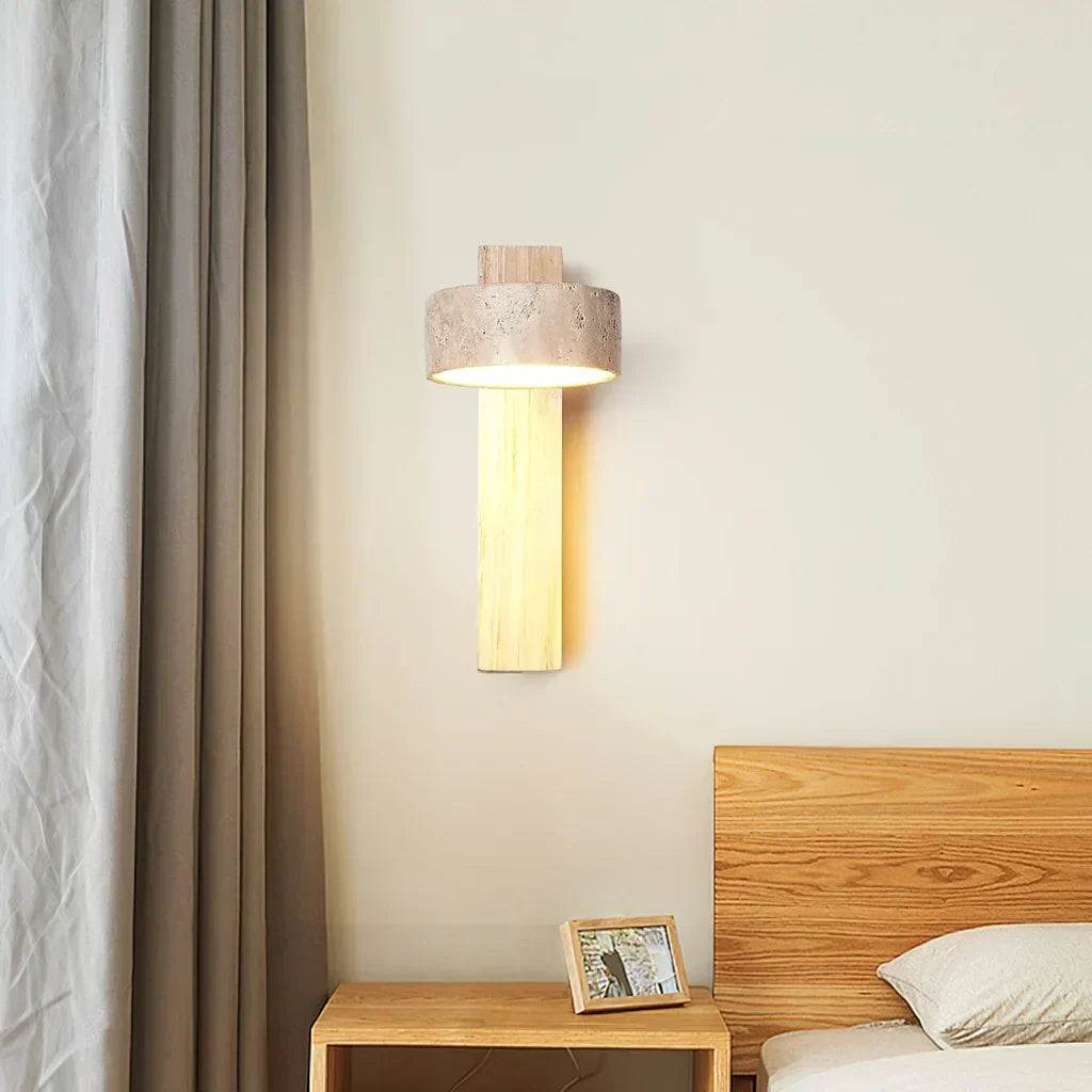 Thales Travertine Rotatable Wall Lamp - Japandi Natural Stone Sconce