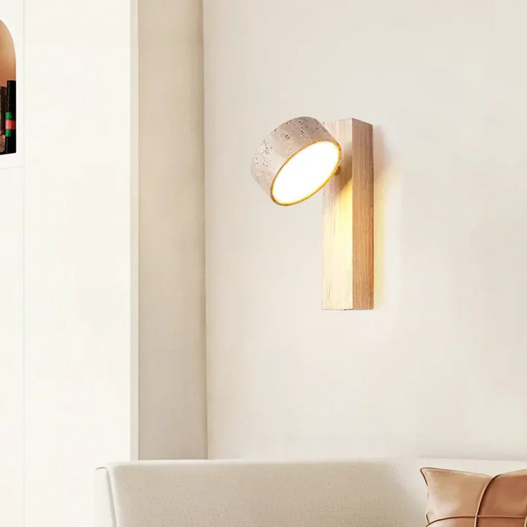 Thales Travertine Rotatable Wall Lamp - Japandi Natural Stone Sconce