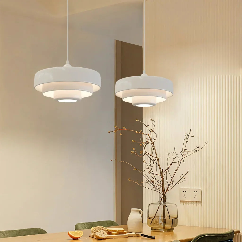 Hind Bauhaus Triple Layer Disc Pendant Light - Modern Macaron Design