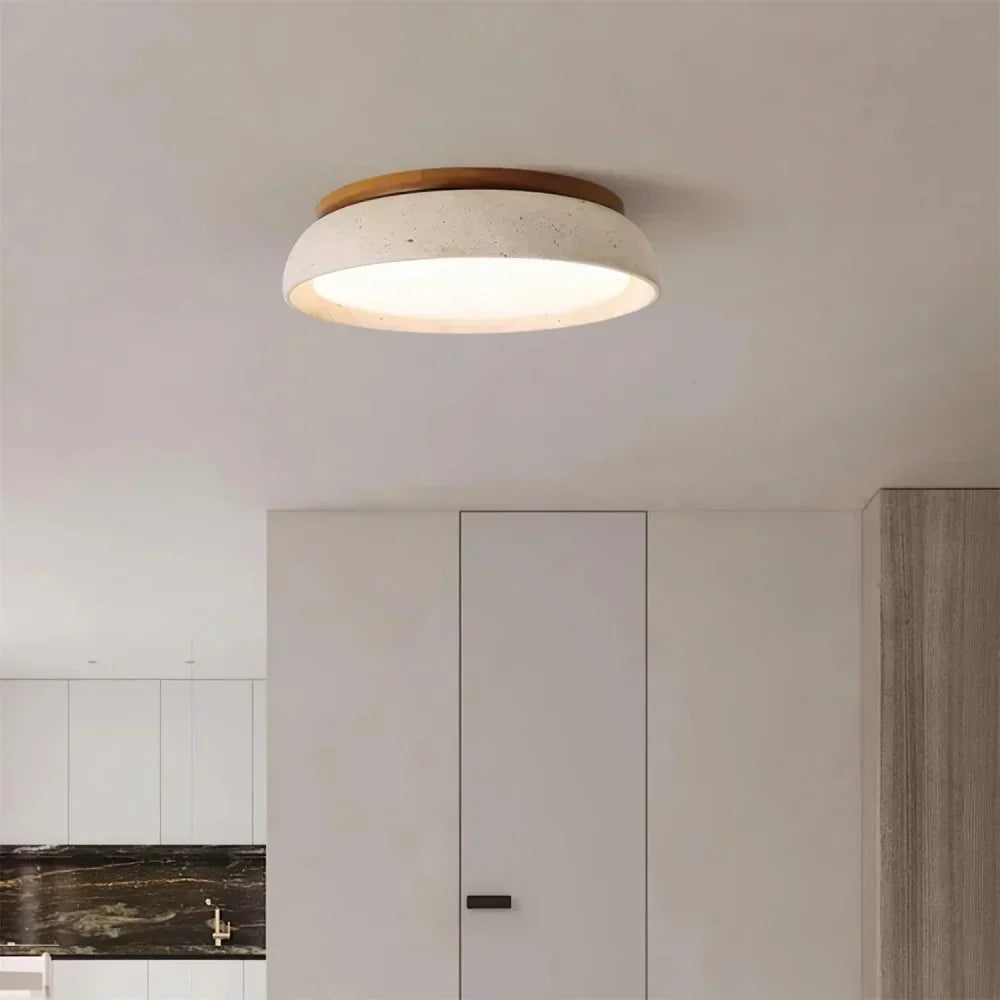 Veliana Wabi-Sabi Travertine Ceiling Light - Handcrafted Stone Flush Mount