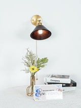 Vintage Wood Plug In Wall Lamp