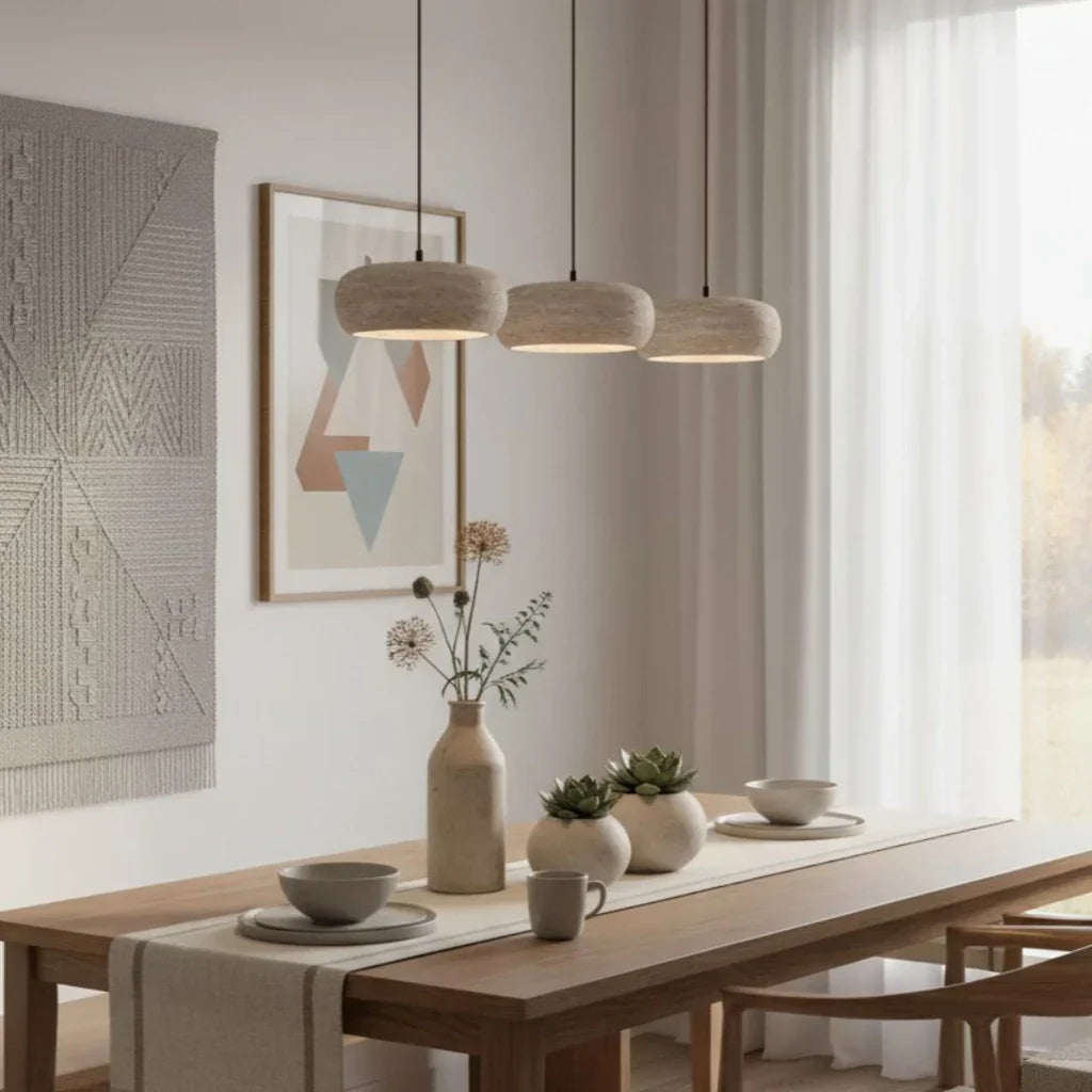 Yannick Wabi Sabi Travertine Pendant Light | Natural Stone Dining Lamp