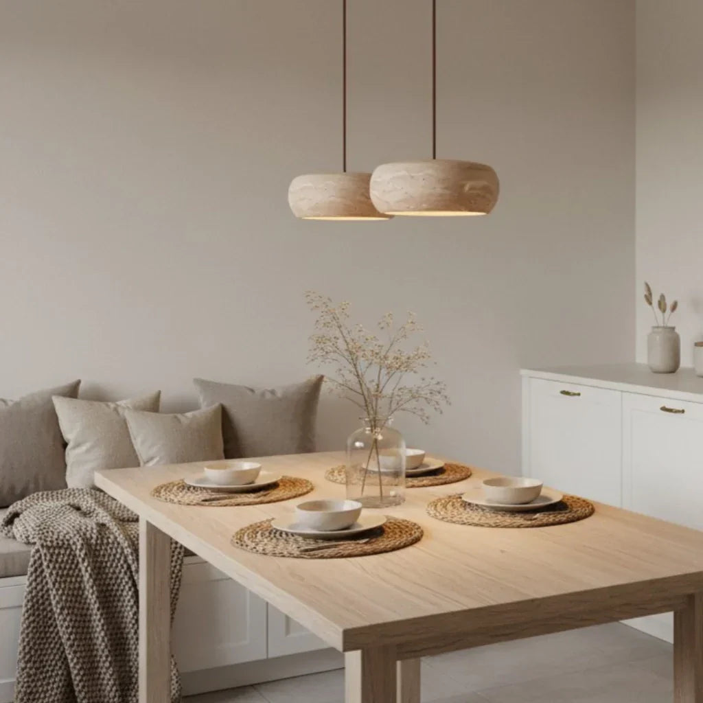 Yannick Wabi Sabi Travertine Pendant Light | Natural Stone Dining Lamp