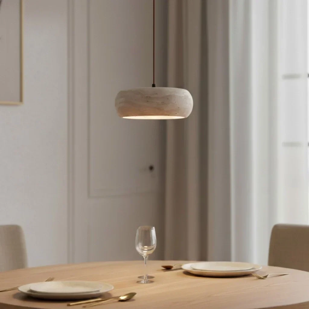 Yannick Wabi Sabi Travertine Pendant Light | Natural Stone Dining Lamp