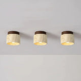 Yetvee Wabi-Sabi Travertine & Wood Ceiling Lamp | Minimalist Lighting