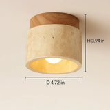 Yetvee Wabi-Sabi Travertine & Wood Ceiling Lamp | Minimalist Lighting