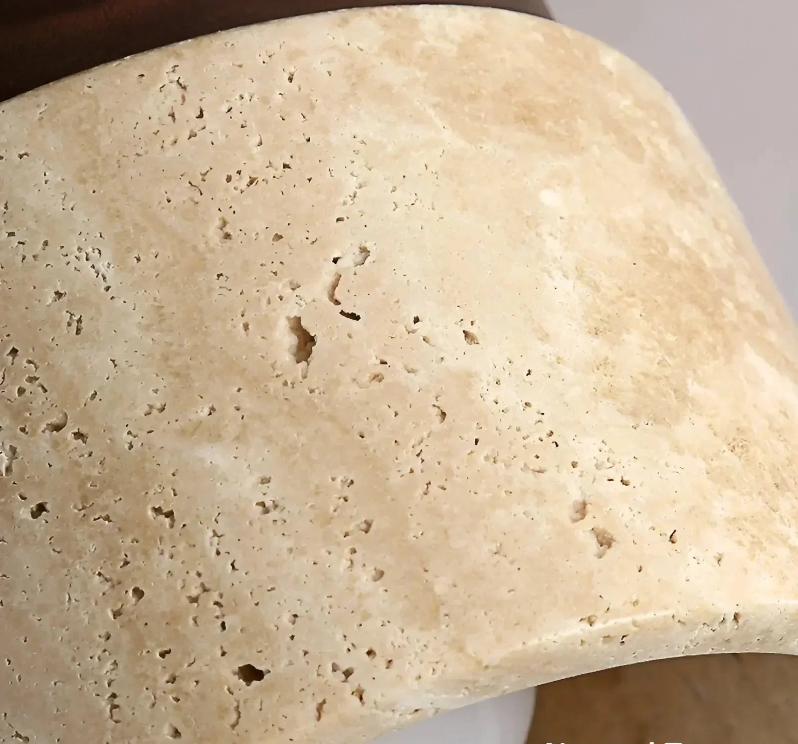 Yetvee Wabi-Sabi Travertine & Wood Ceiling Lamp | Minimalist Lighting