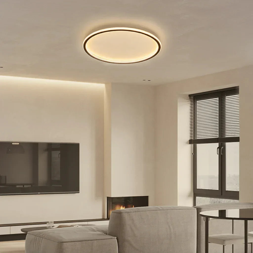 Zev Modern Round Hollow LED Ceiling Light - Minimalist Flush Mount