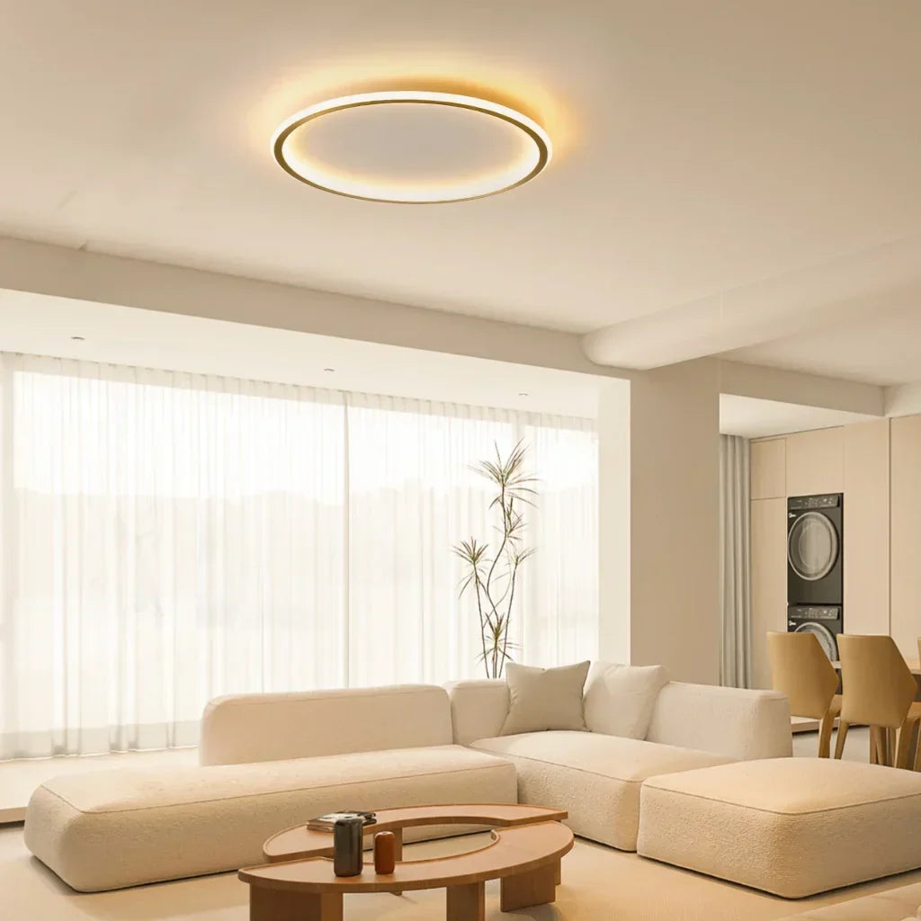 Zev Modern Round Hollow LED Ceiling Light - Minimalist Flush Mount