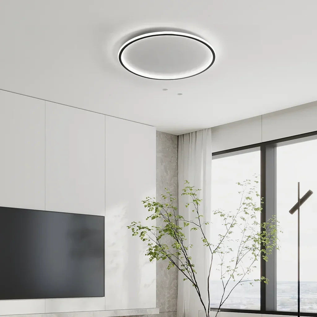 Zev Modern Round Hollow LED Ceiling Light - Minimalist Flush Mount