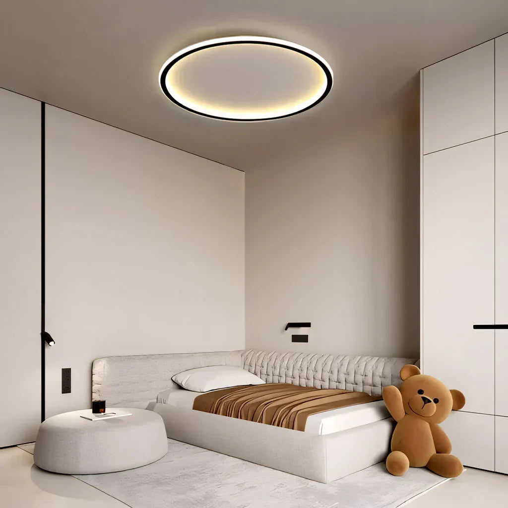 Zev Modern Round Hollow LED Ceiling Light - Minimalist Flush Mount