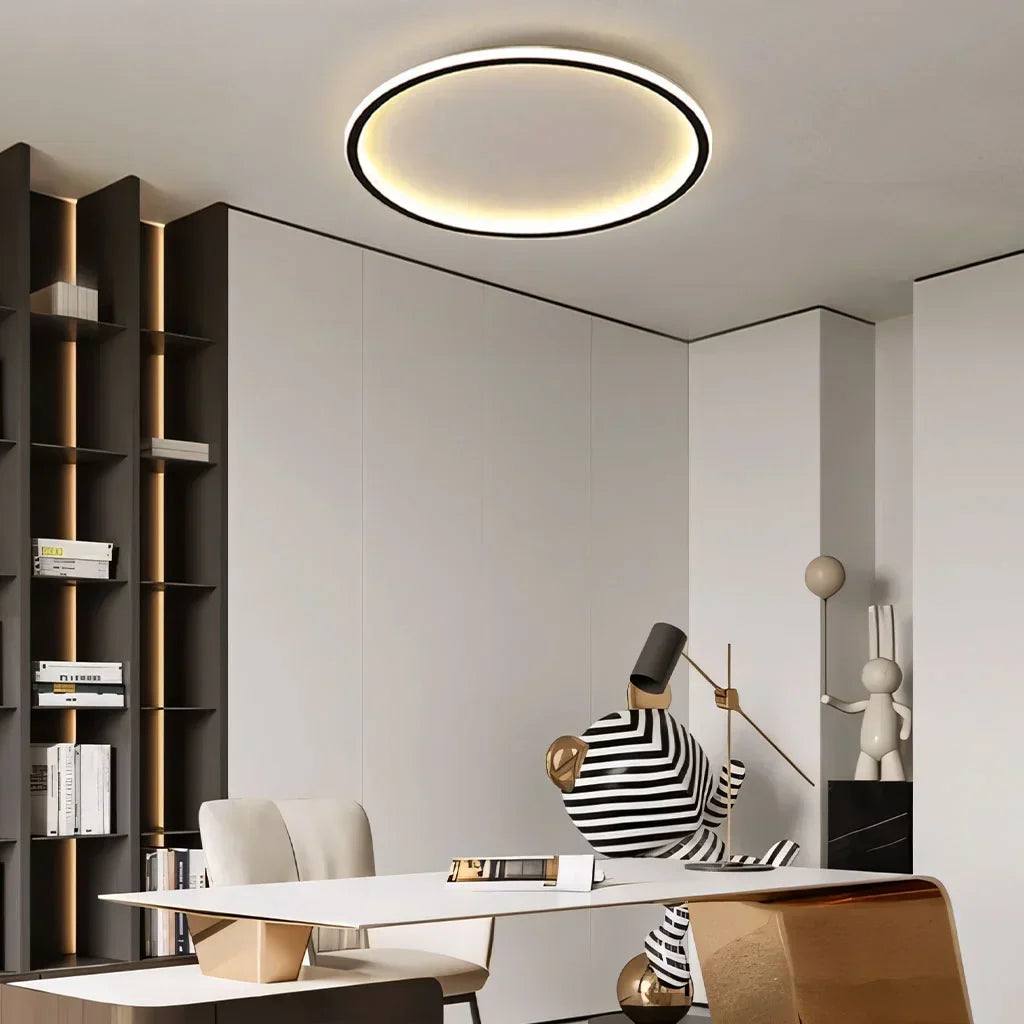 Zev Modern Round Hollow LED Ceiling Light - Minimalist Flush Mount