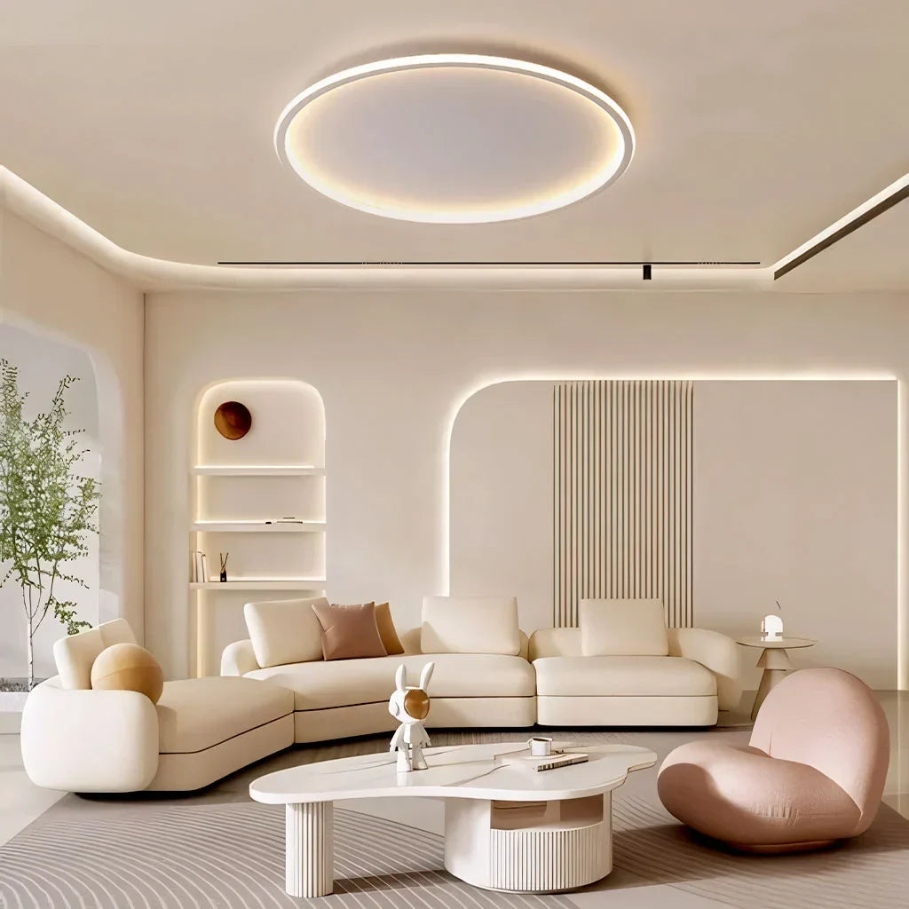 Zev Modern Round Hollow LED Ceiling Light - Minimalist Flush Mount
