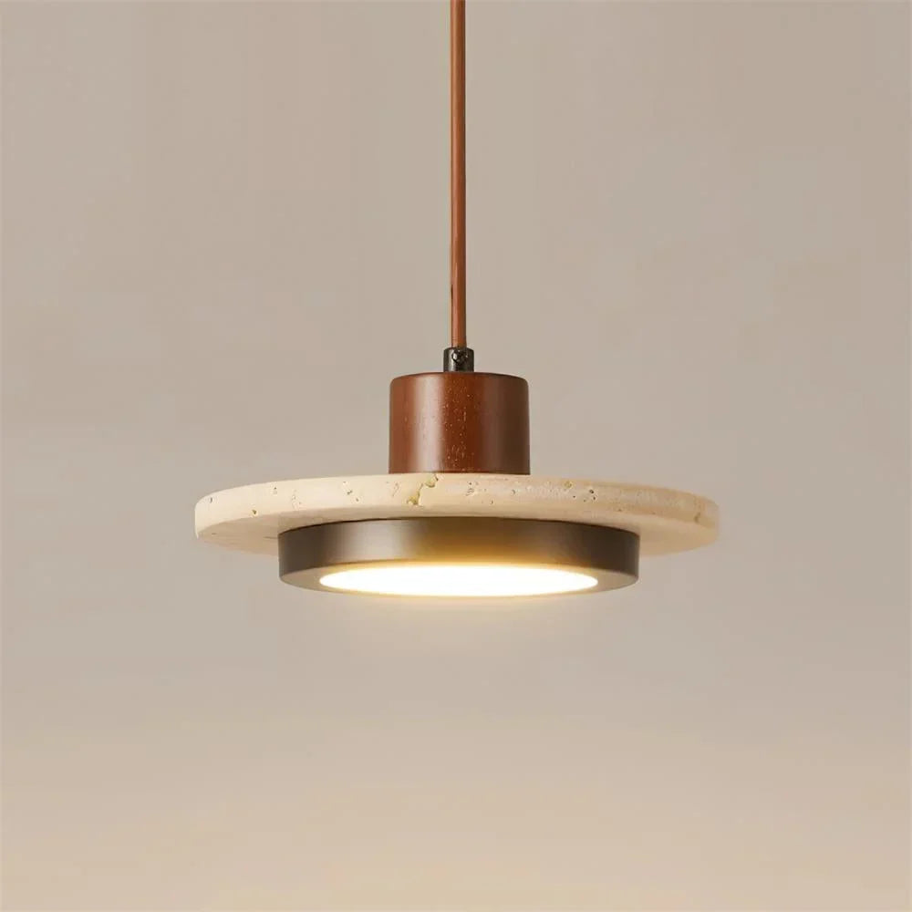 Zola Natural Travertine Pendant Light - Retro Wabi-Sabi LED Ceiling Lamp