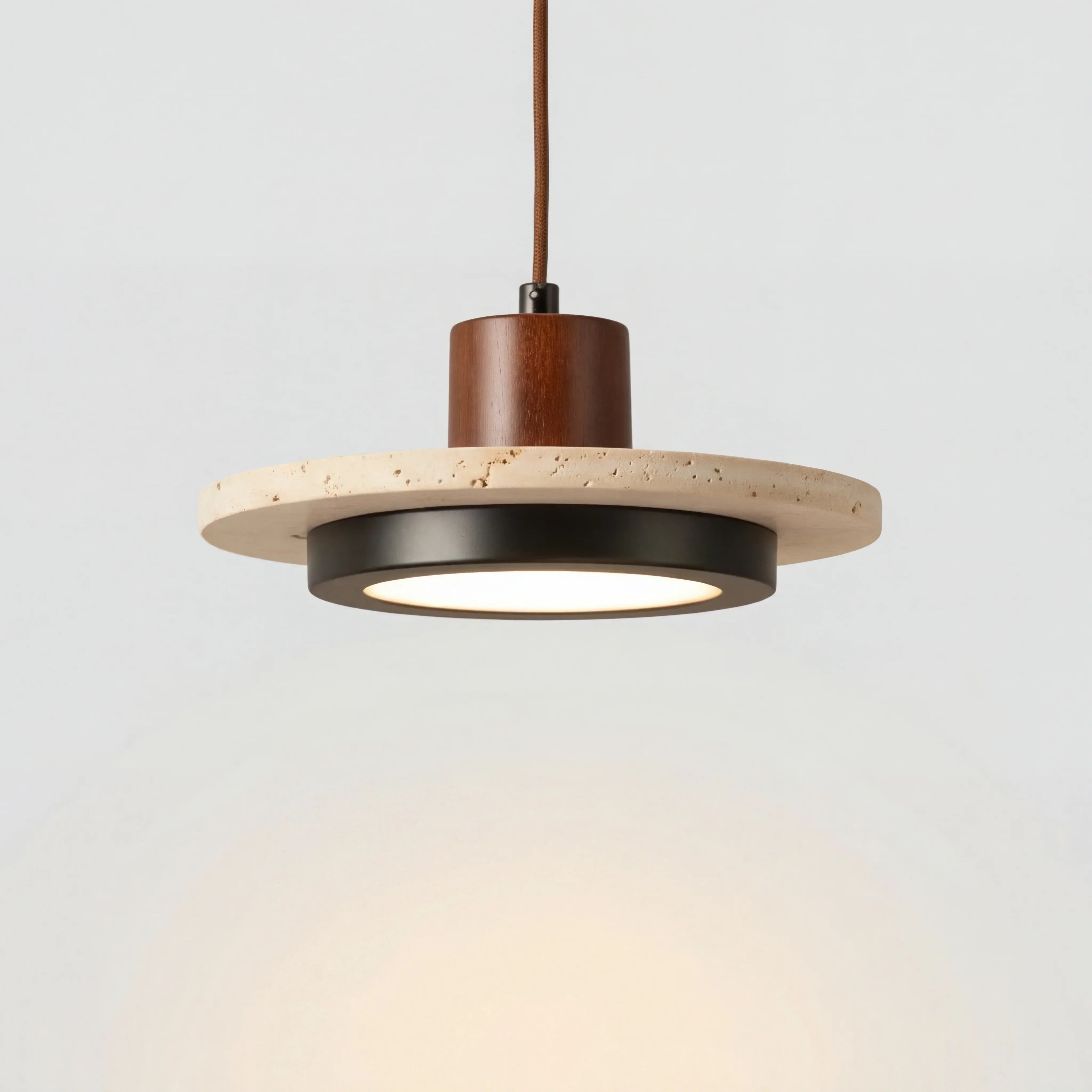 Zola Natural Travertine Pendant Light - Retro Wabi-Sabi LED Ceiling Lamp