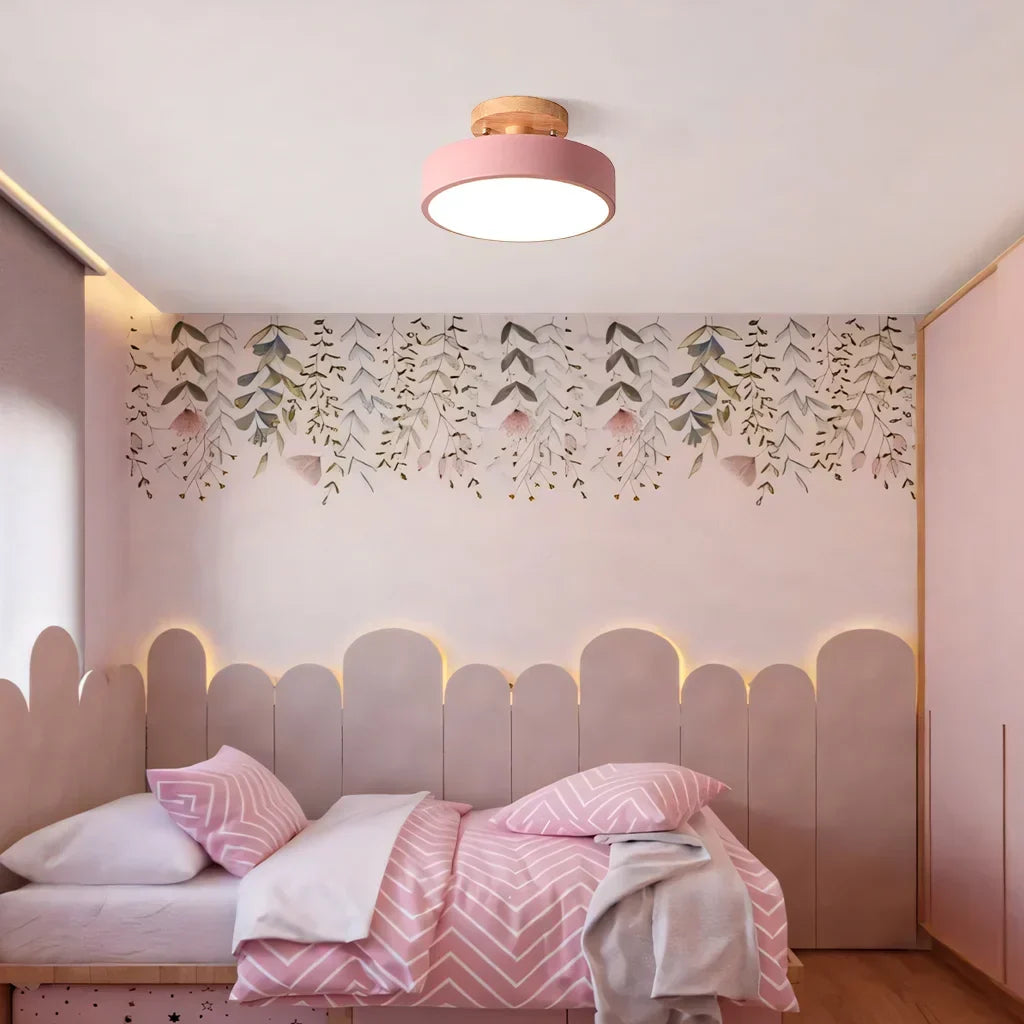 Eir Macaron Round Wood Grain Ceiling Lamp | Modern Nordic Flush Mount