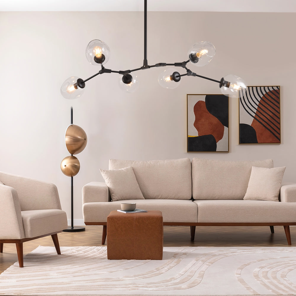 Polak Branching Glass Pendant Light | Modern Mid-Century Chandelier