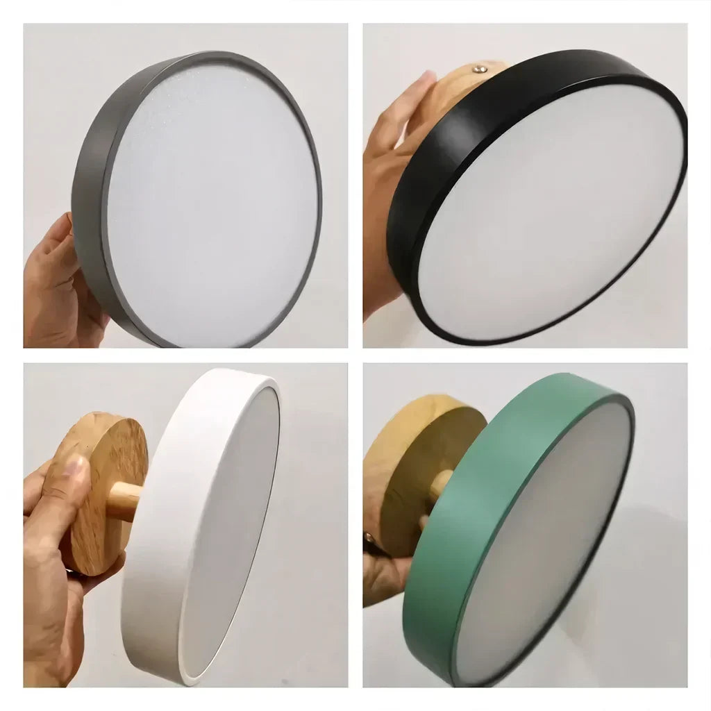 Eir Macaron Round Wood Grain Ceiling Lamp | Modern Nordic Flush Mount