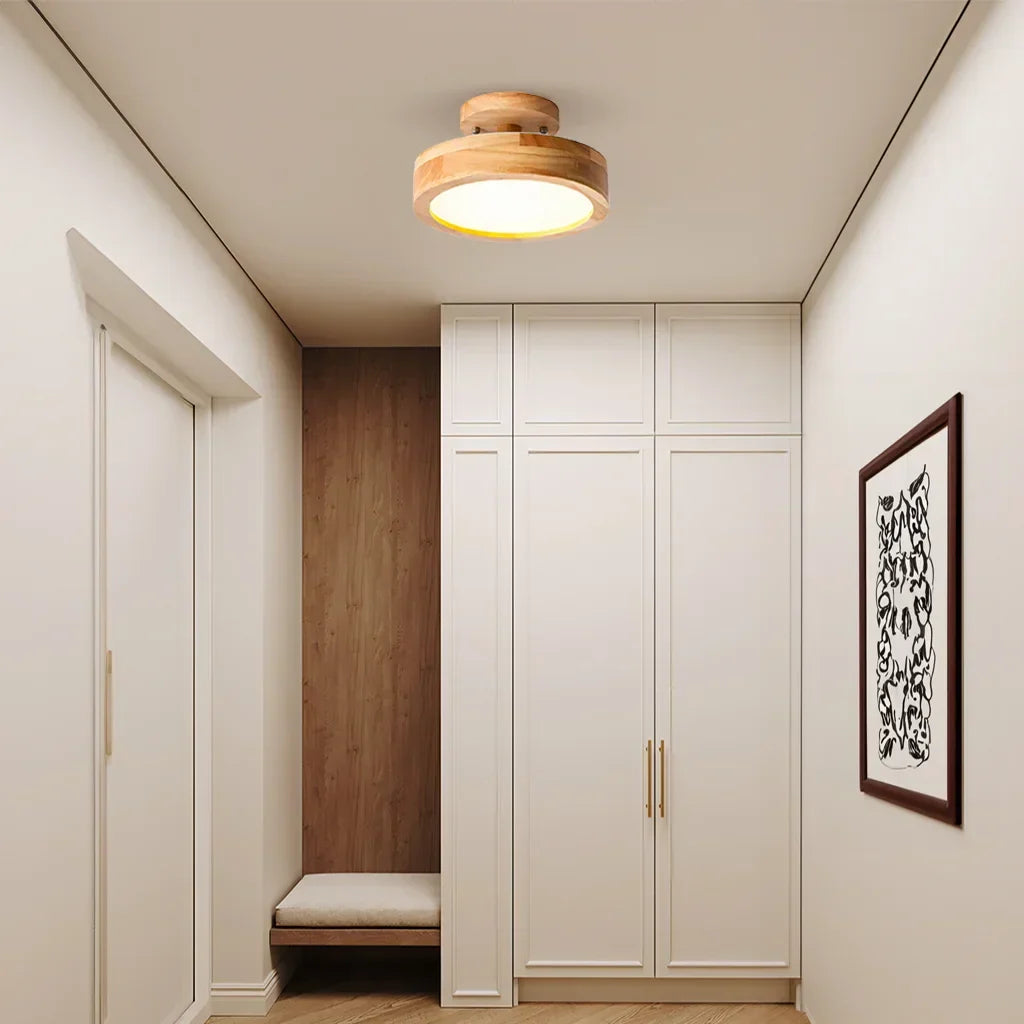 Eir Macaron Round Wood Grain Ceiling Lamp | Modern Nordic Flush Mount