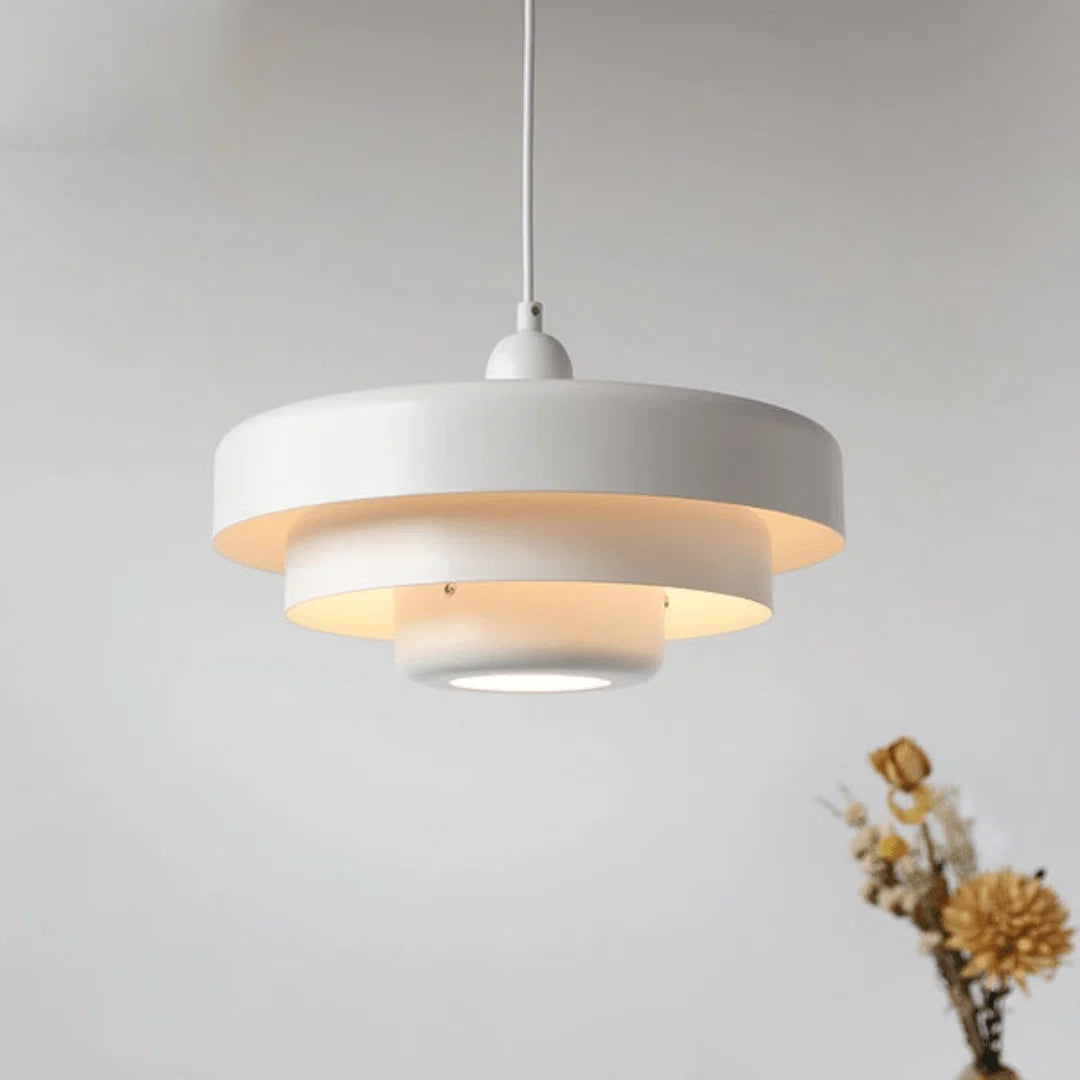 Vintage Layered Shade Pendant Light, Orange Retro Hanging Lamp for Kitchen Island & Seating Area